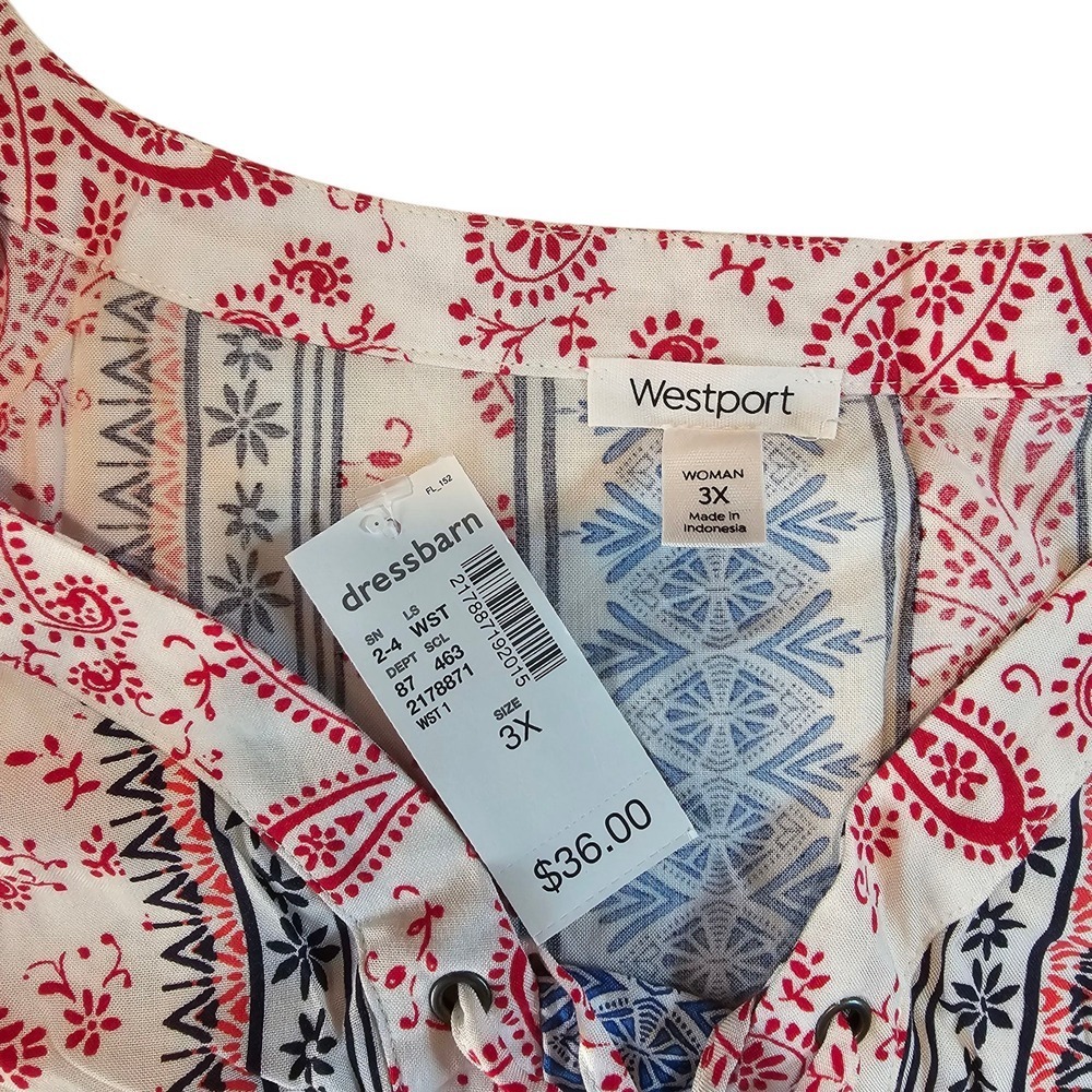 Women's Tunic Sleeveless Blouse Patriotic 3X Red White Blue NWT - Picture 9 of 16
